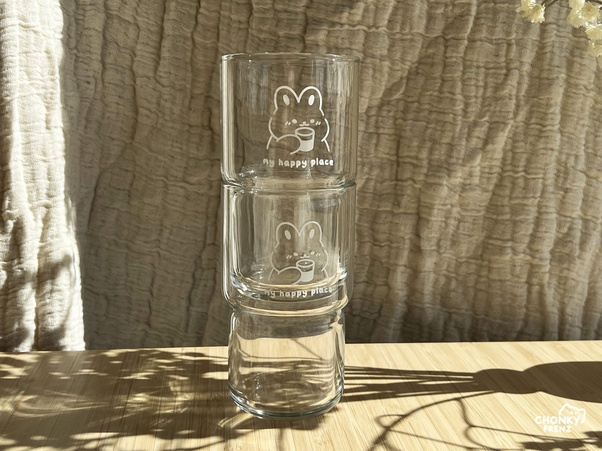 My Happy Place 320ml Glass Cup