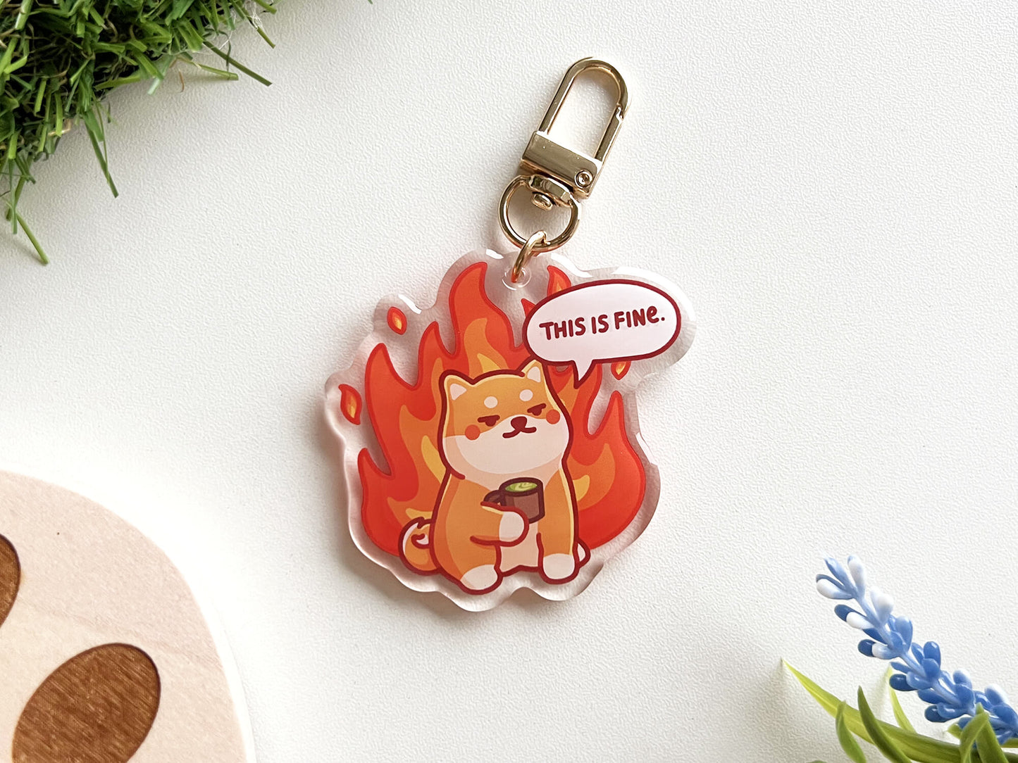This Is Fine Acrylic Keychain