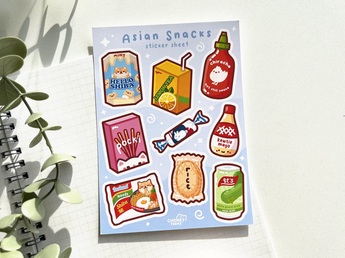 Snack Sticker Sheet Asian Snacks Sticker Sheet – Chonky Frenz
