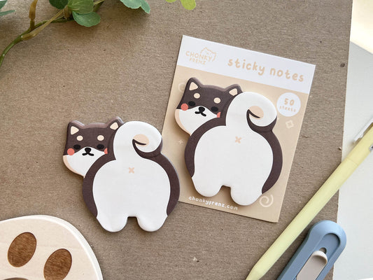 Black Shiba Butt Die-Cut Sticky Notes