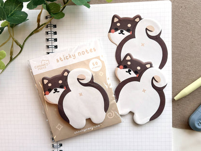 Black Shiba Butt Die-Cut Sticky Notes