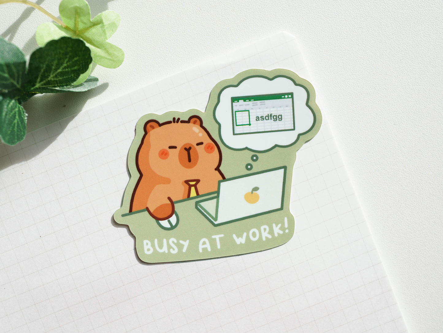 Busy at Work Sticker