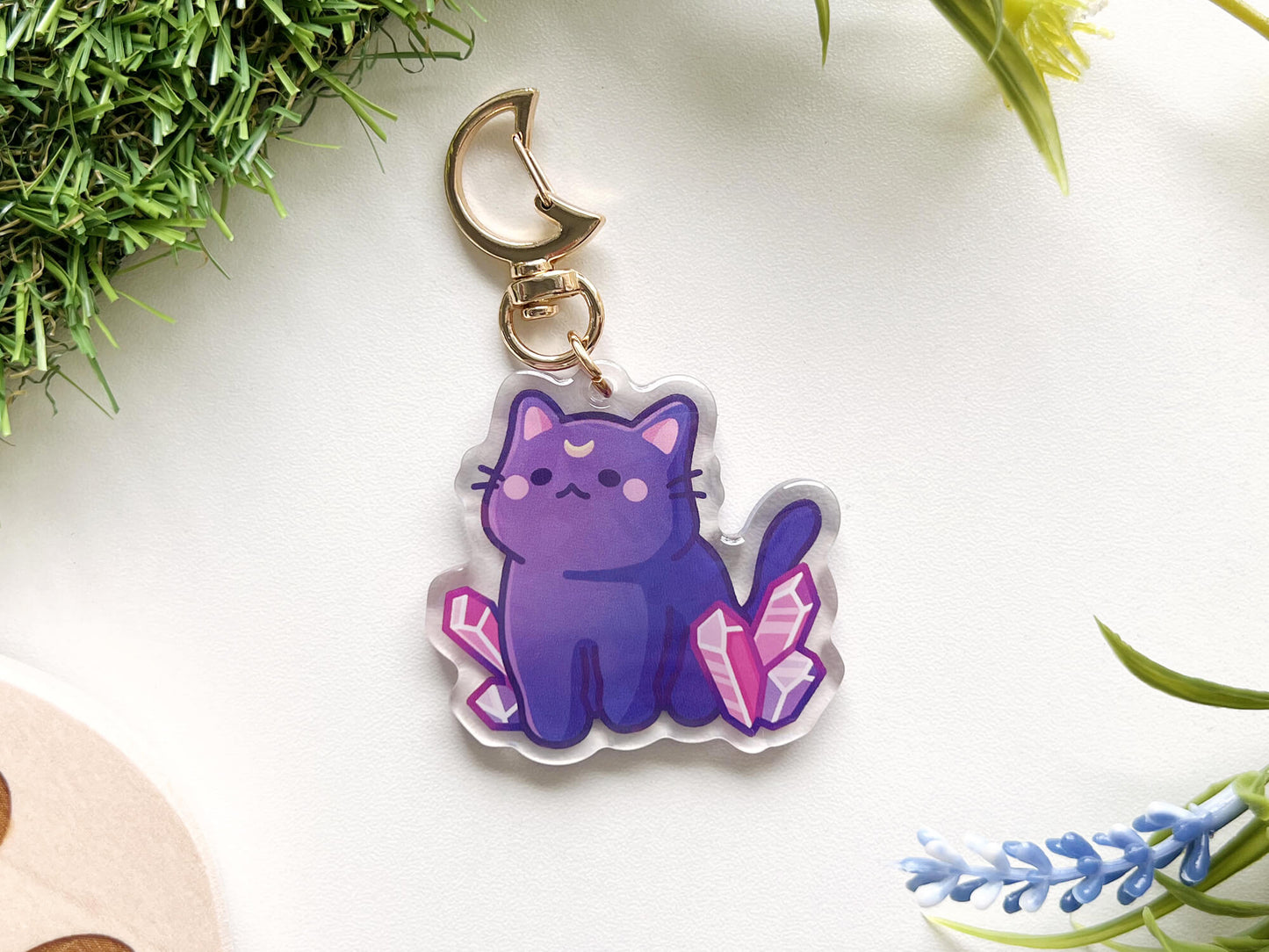 Cat Crystals Acrylic Holographic Keychain