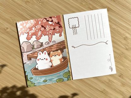 Cherry Blossom Lake Art Print 4x6" Postcard