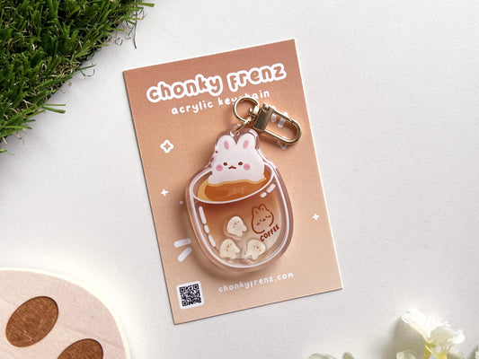 Coffee Bunny Acrylic Shaker Keychain
