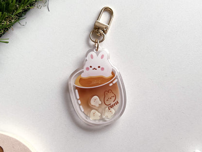Coffee Bunny Acrylic Shaker Keychain