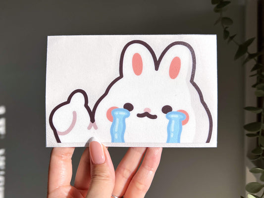 Crying Bunny Peeker Decal Sticker