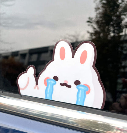 Crying Bunny Peeker Decal Sticker