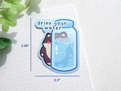 Drink Your Water Shiba Sticker