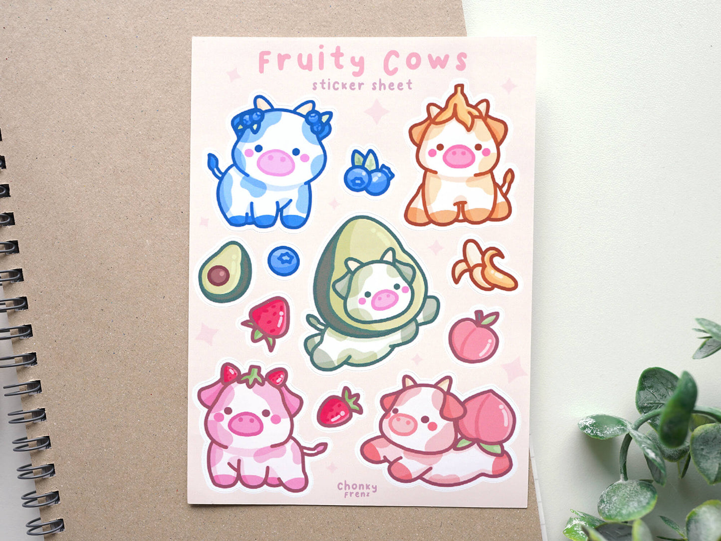 Fruity Cows Sticker Sheet