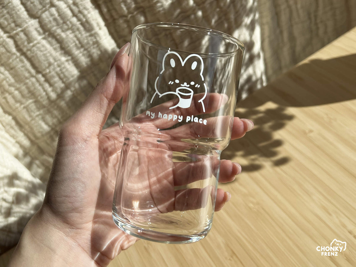 My Happy Place 320ml Glass Cup