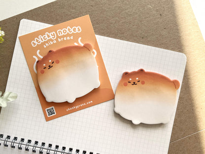Shiba Bread Die-Cut Sticky Notes