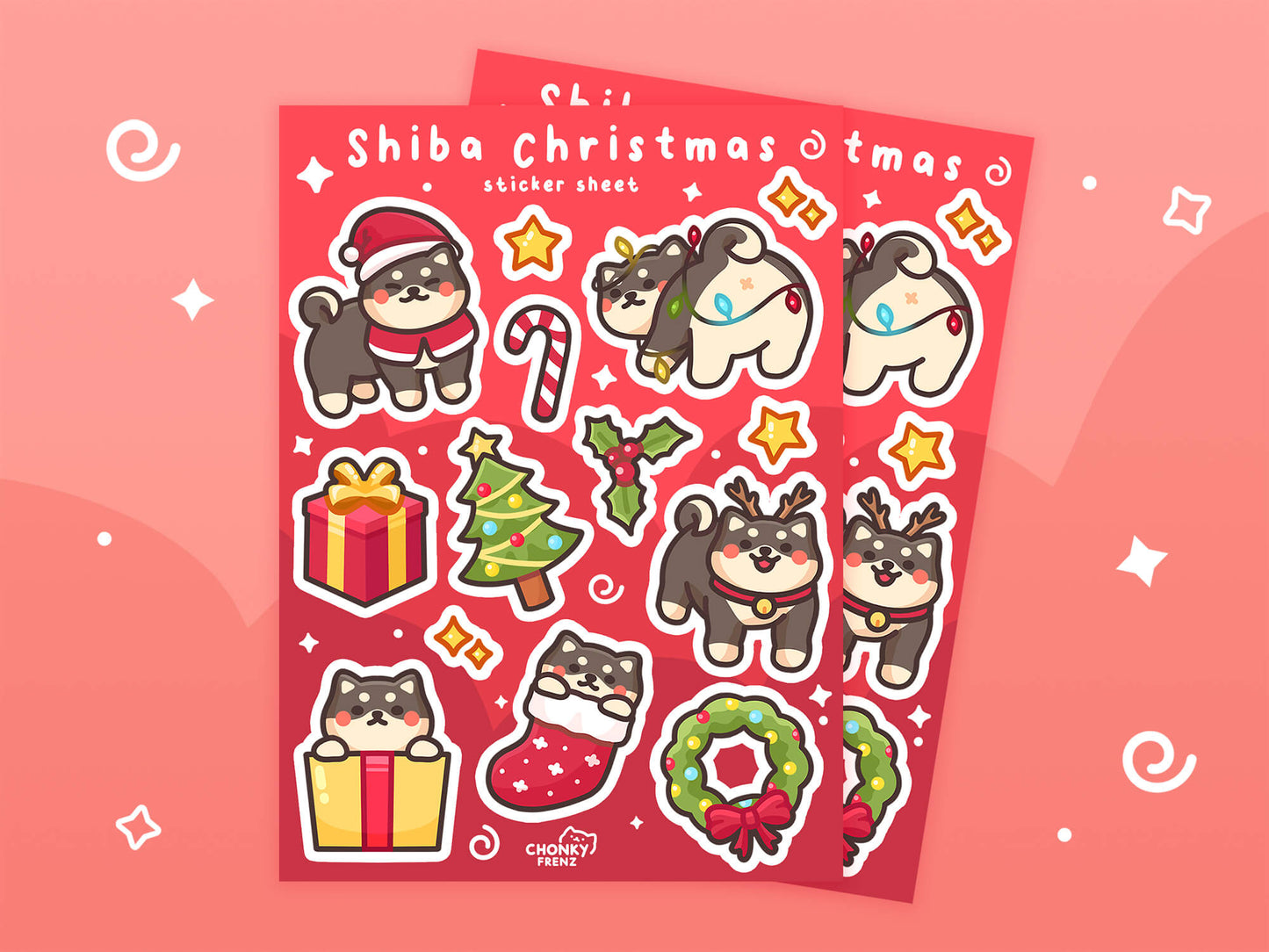 Shiba Christmas Sticker Sheet