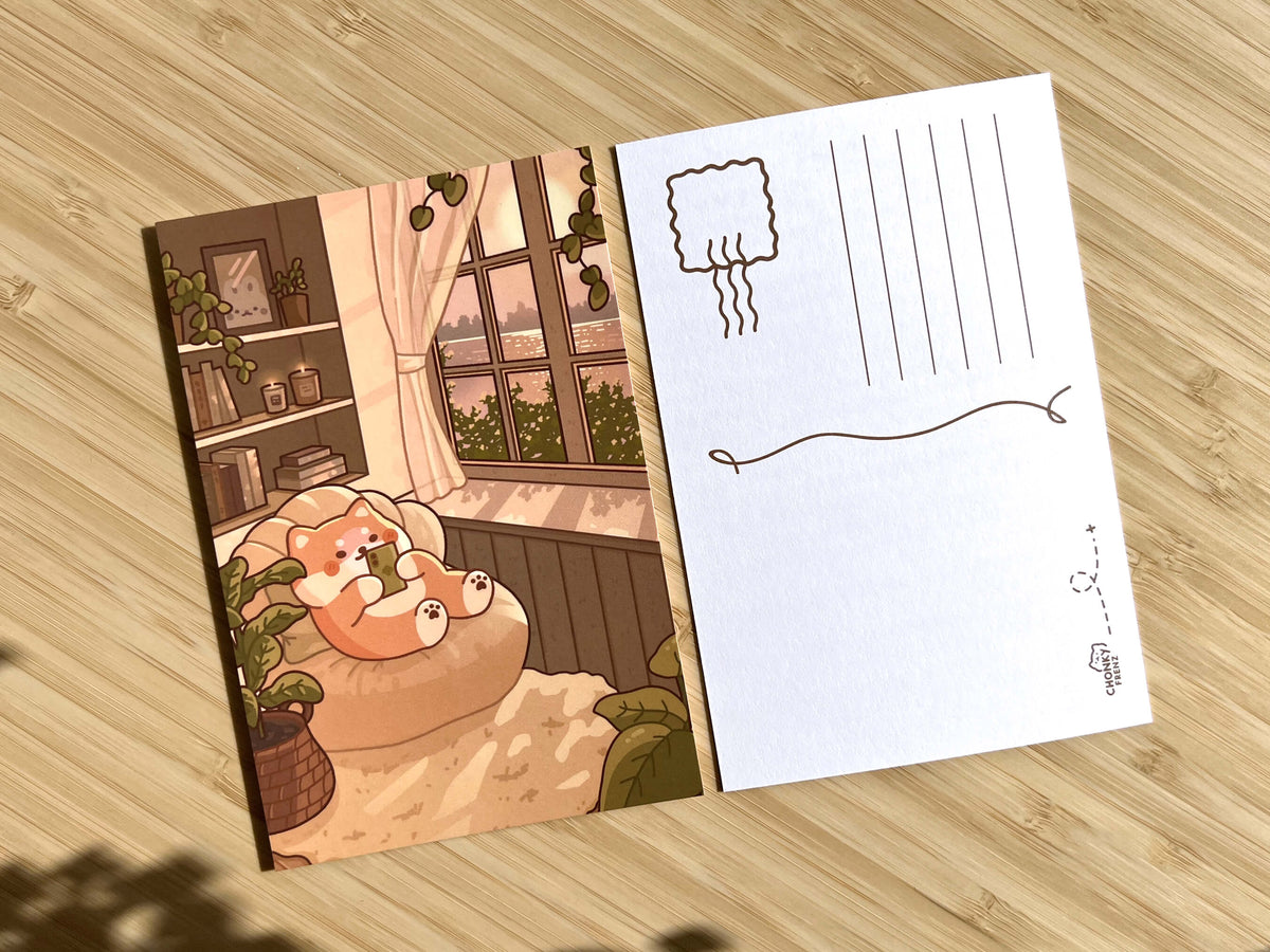 Shiba Cozy Corner Art Print 4x6" Postcard