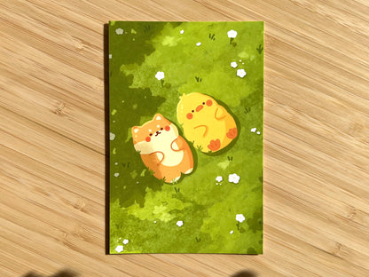 Shiba & Duck Meadows Art Print 4x6" Postcard