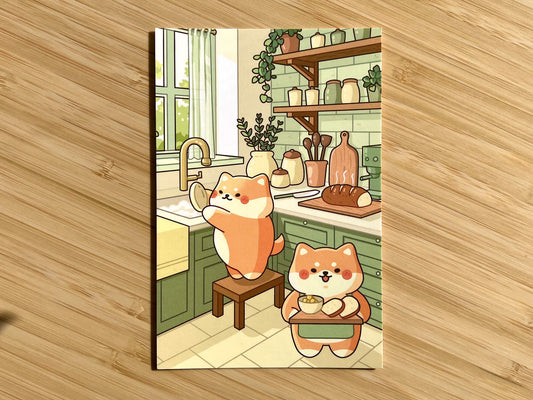 Shiba Cottagecore Kitchen Art Print 4x6" Postcard
