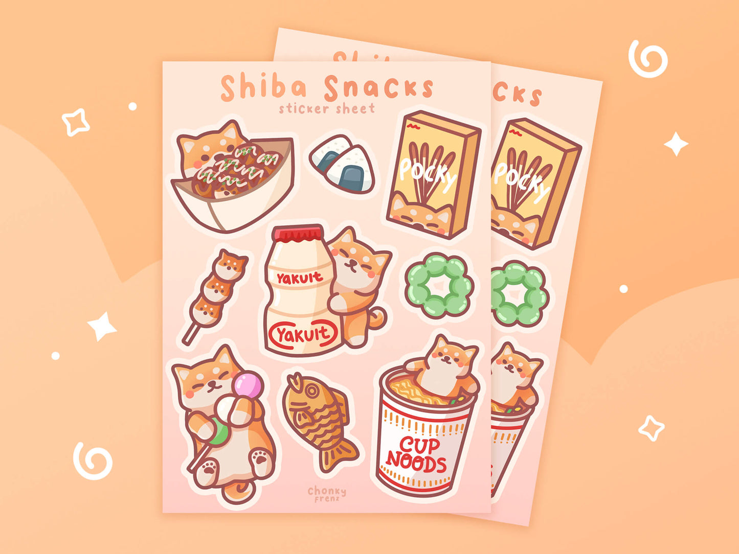 Shiba Snacks Sticker Sheet