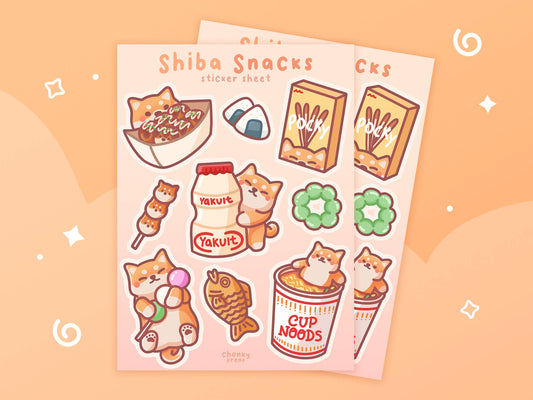 Shiba Snacks Sticker Sheet