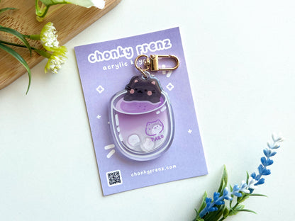 Taro Cat Acrylic Shaker Keychain