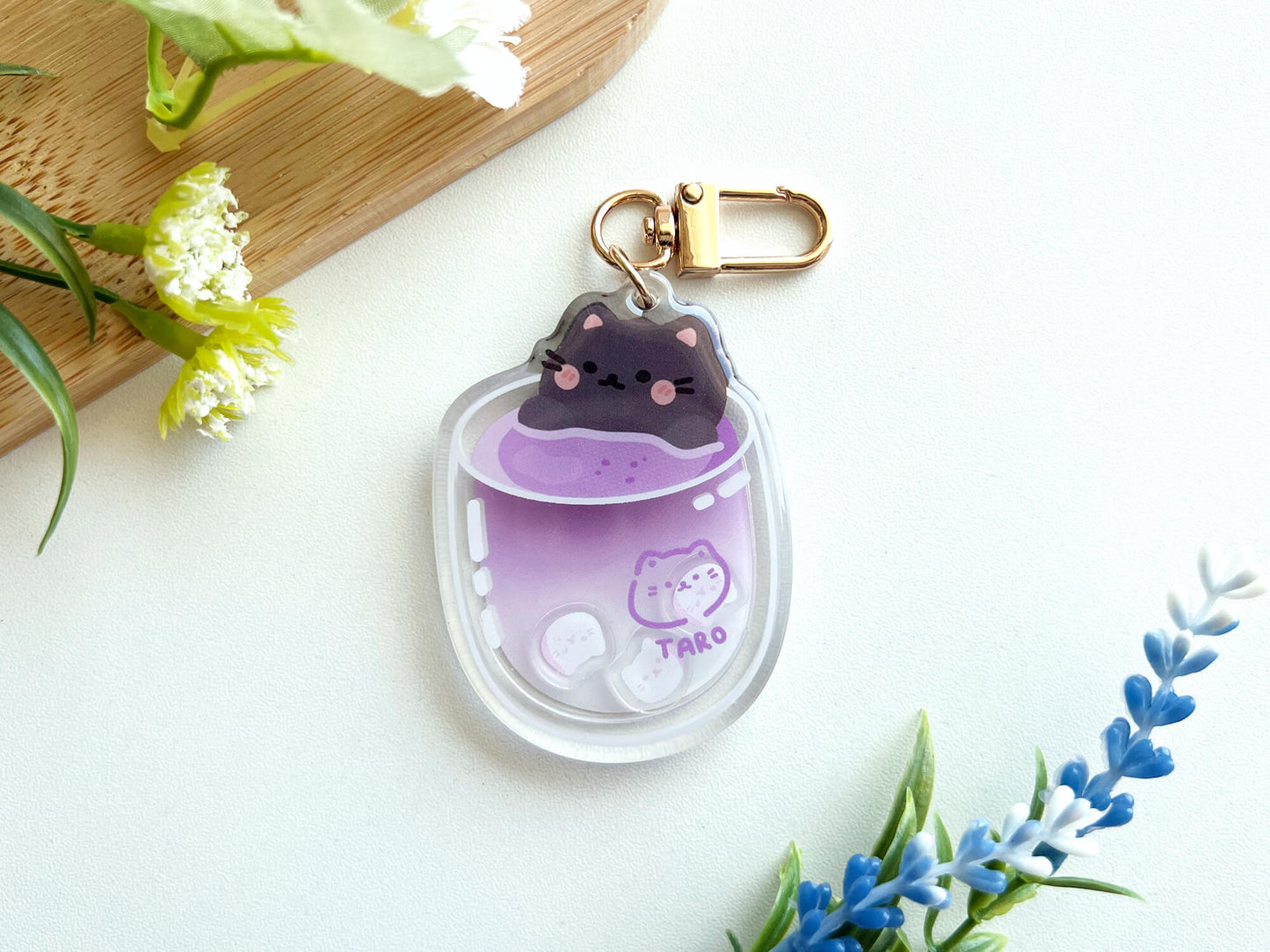 Taro Cat Acrylic Shaker Keychain