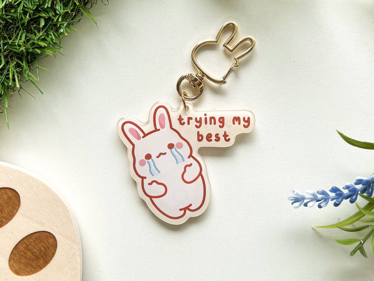 Tries Keychain Trying My Best Acrylic Keychain – Chonky Frenz