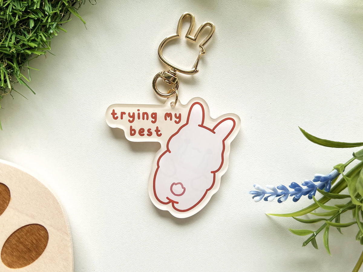 Tries Keychain Trying My Best Acrylic Keychain – Chonky Frenz