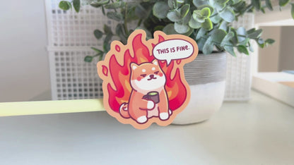 This Is Fine Shiba Sticker