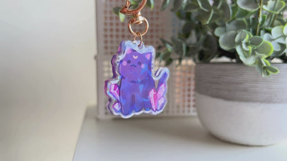 Cat Crystals Acrylic Holographic Keychain