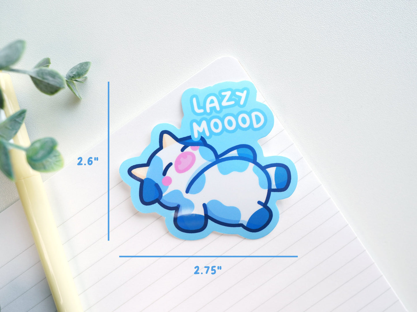 Lazy Moood Cow Sticker